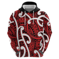 Aotearoa Maori Kowhaiwhai Zip Hoodie Whero Puhoro and Patiki