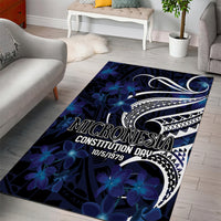 Micronesia Constitution Day Area Rug Since 1979 with Polynesian Hibiscus Pattern