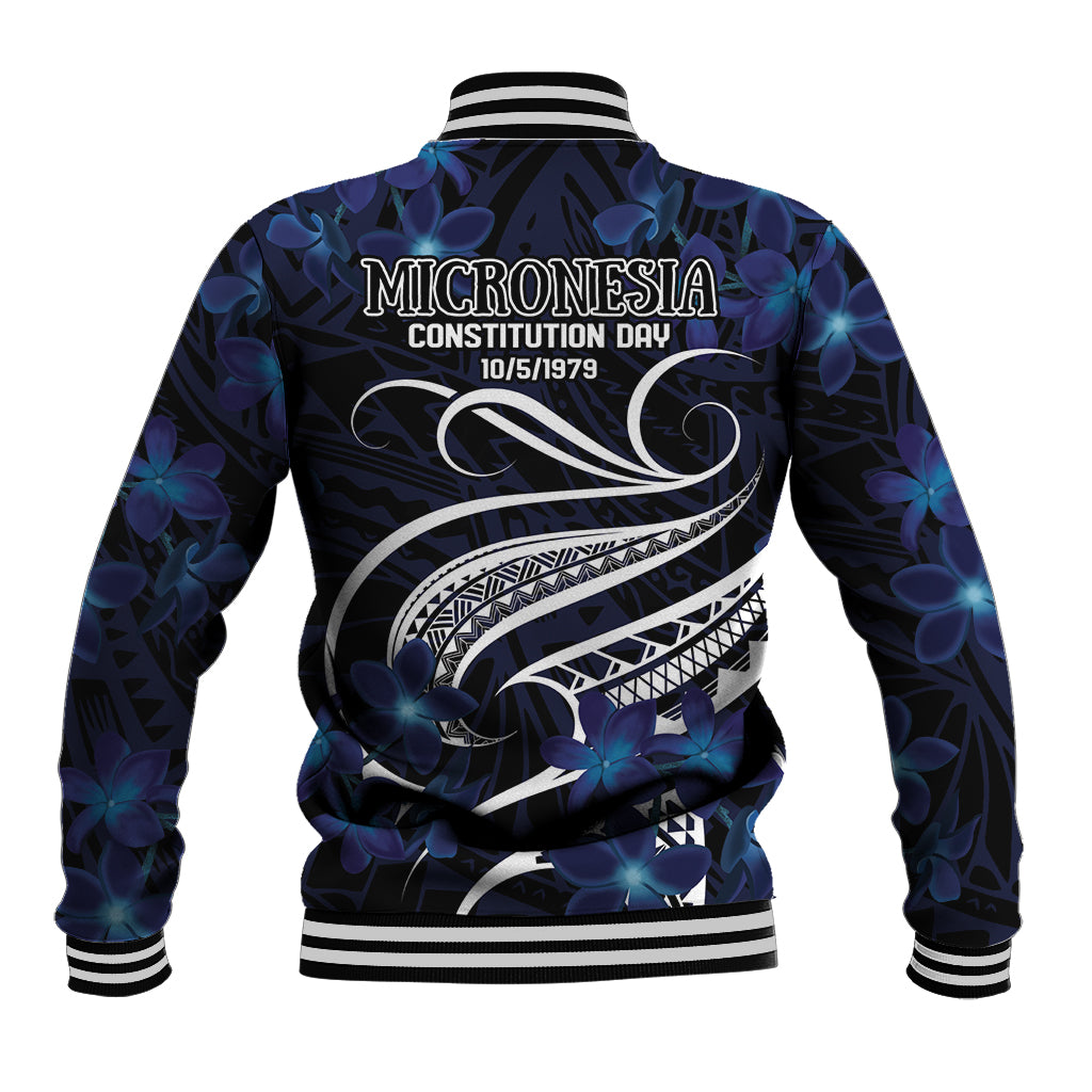 Micronesia Constitution Day Baseball Jacket Since 1979 with Polynesian Hibiscus Pattern LT9 - Polynesian Pride