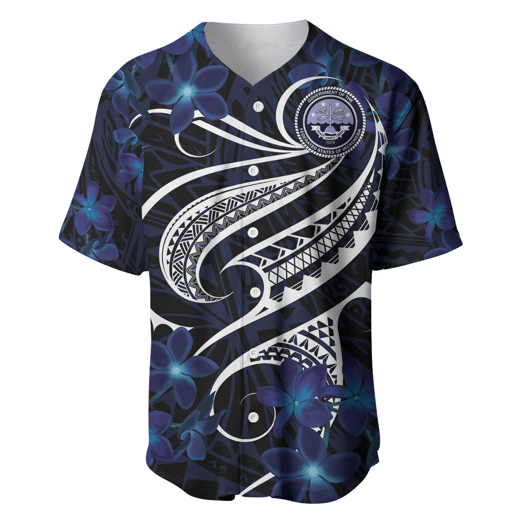 Micronesia Constitution Day Baseball Jersey Since 1979 with Polynesian Hibiscus Pattern