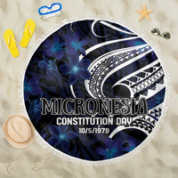 Micronesia Constitution Day Beach Blanket Since 1979 with Polynesian Hibiscus Pattern LT9 One Size 150cm Blue - Polynesian Pride