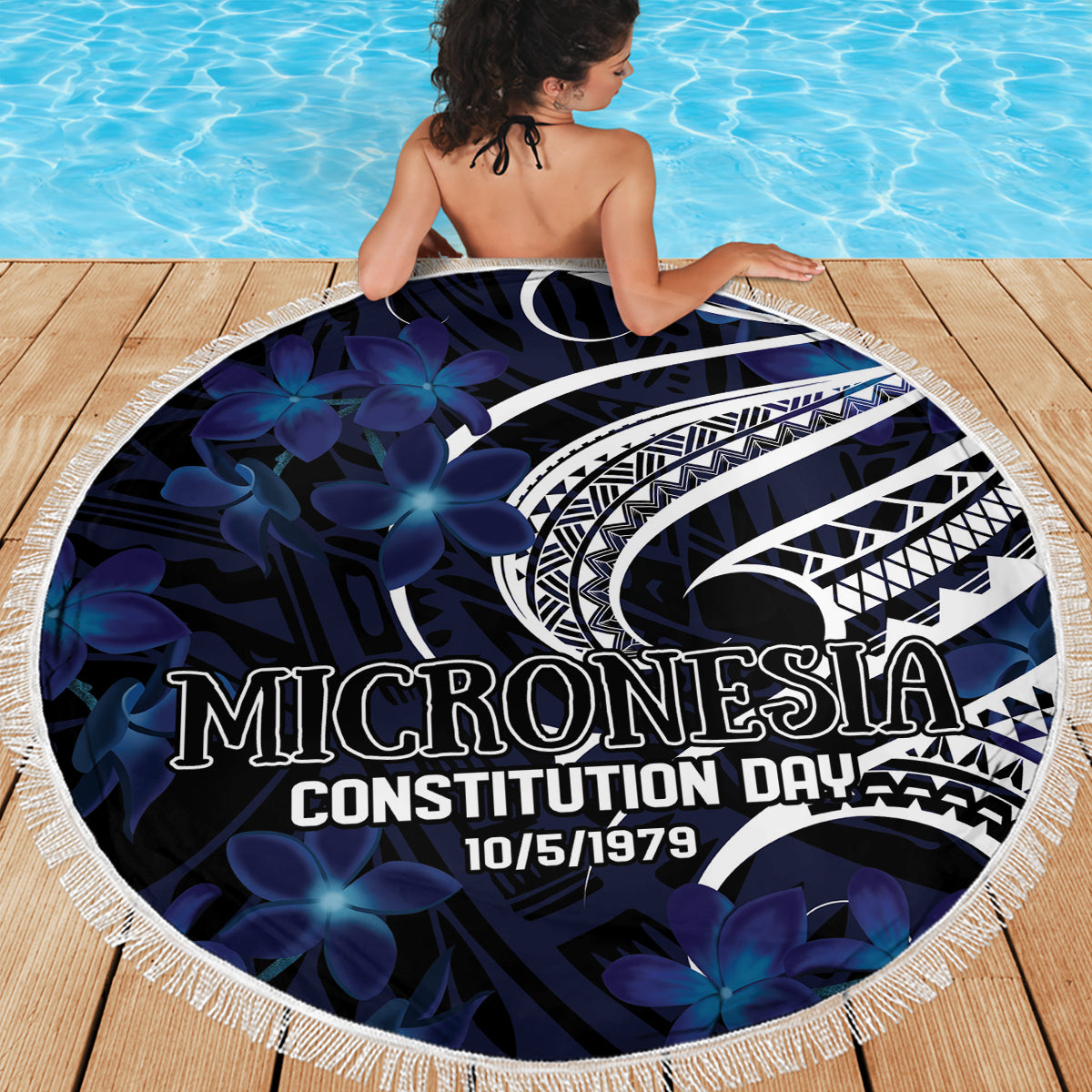 Micronesia Constitution Day Beach Blanket Since 1979 with Polynesian Hibiscus Pattern LT9 - Polynesian Pride