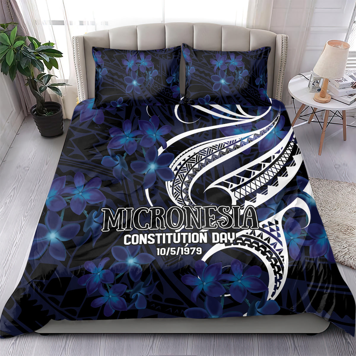 Micronesia Constitution Day Bedding Set Since 1979 with Polynesian Hibiscus Pattern LT9 - Polynesian Pride
