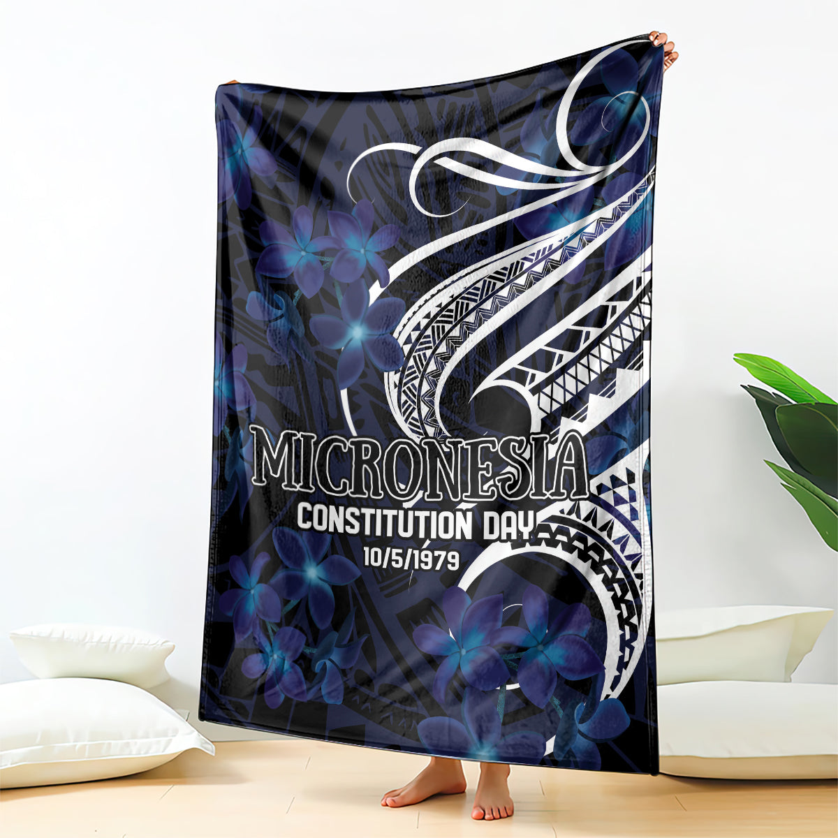 Micronesia Constitution Day Blanket Since 1979 with Polynesian Hibiscus Pattern LT9 - Polynesian Pride