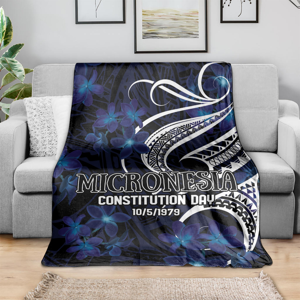 Micronesia Constitution Day Blanket Since 1979 with Polynesian Hibiscus Pattern LT9 - Polynesian Pride