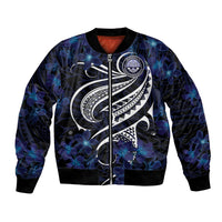 Micronesia Constitution Day Bomber Jacket Since 1979 with Polynesian Hibiscus Pattern LT9 Unisex Blue - Polynesian Pride