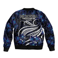 Micronesia Constitution Day Bomber Jacket Since 1979 with Polynesian Hibiscus Pattern LT9 - Polynesian Pride