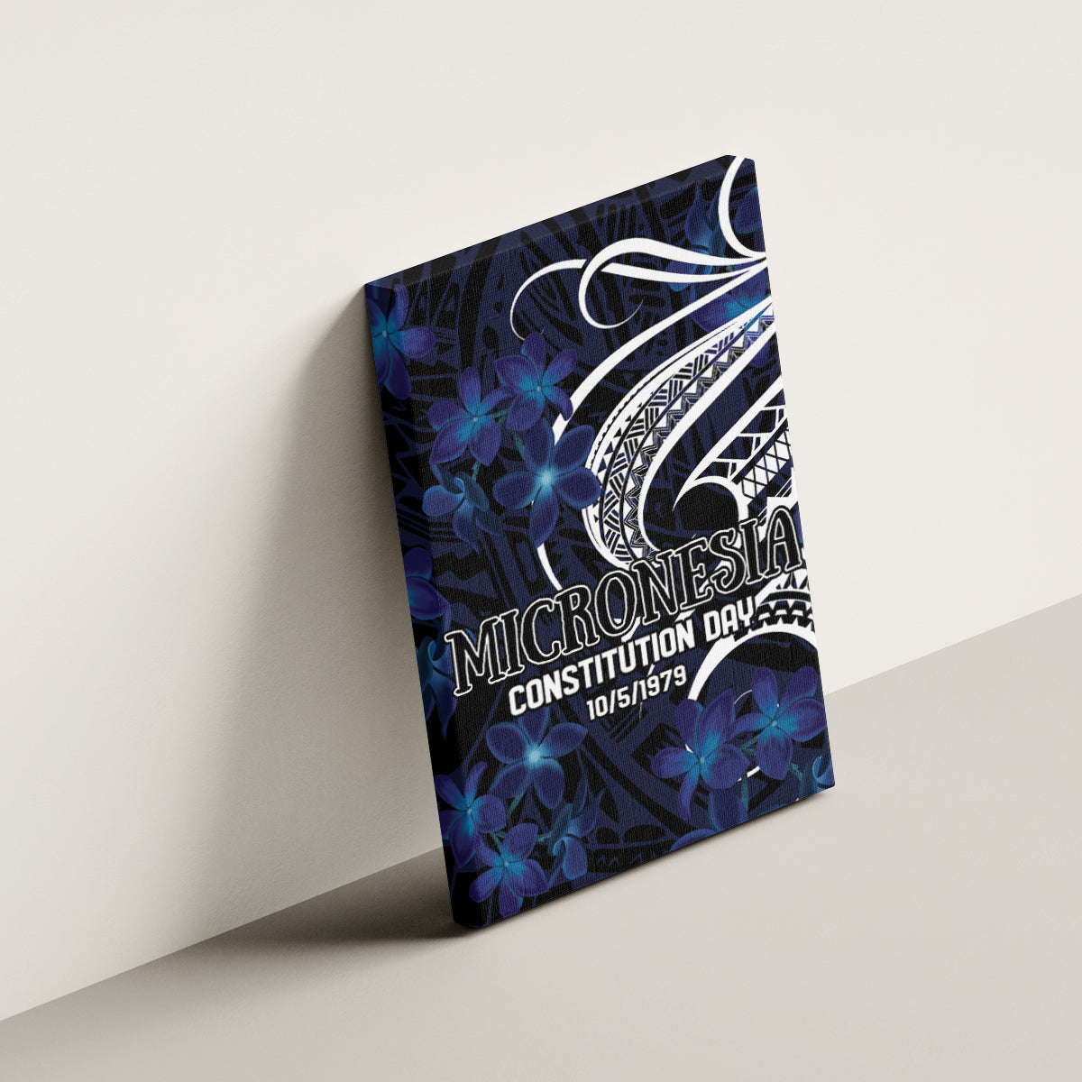 Micronesia Constitution Day Canvas Wall Art Since 1979 with Polynesian Hibiscus Pattern LT9 - Polynesian Pride