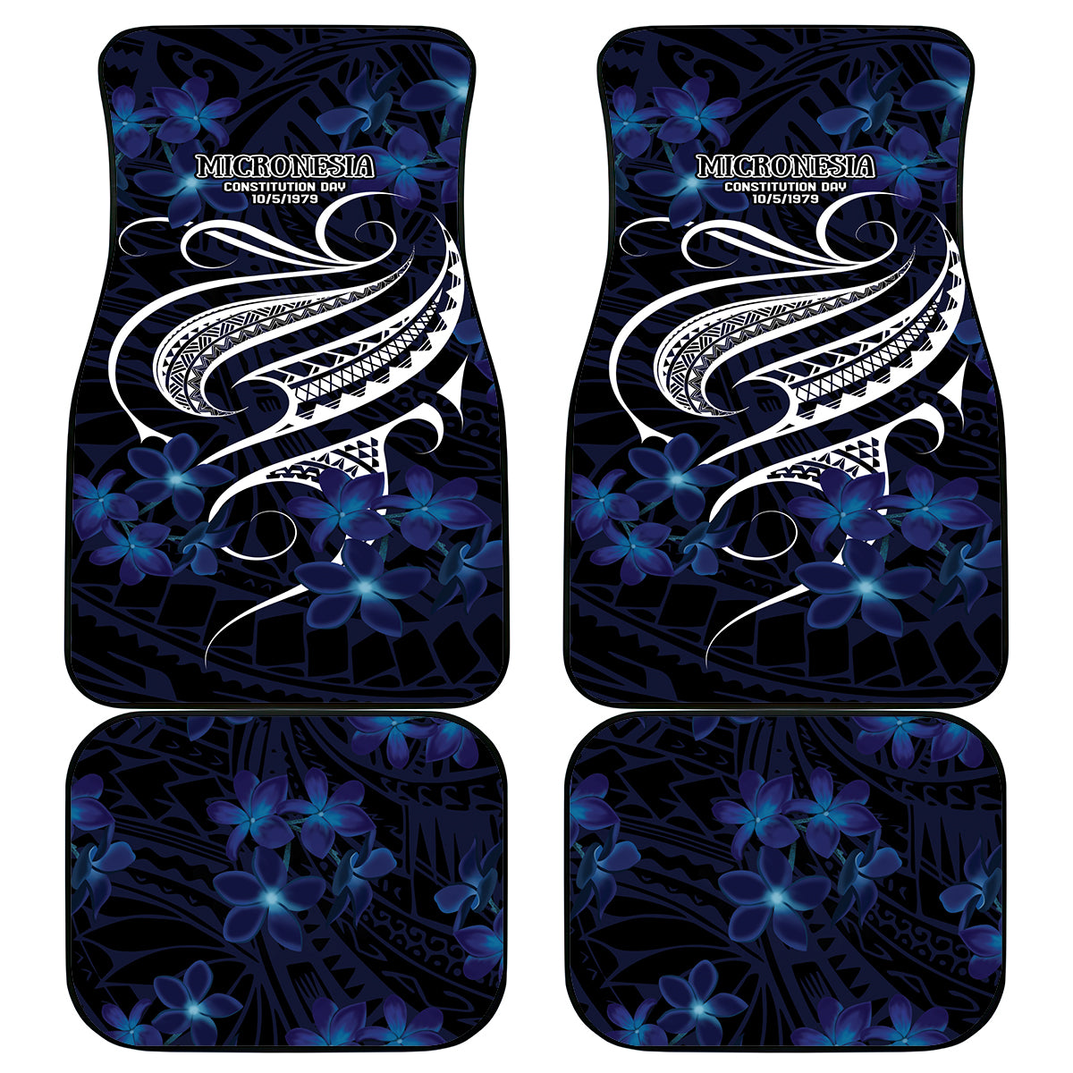 Micronesia Constitution Day Car Mats Since 1979 with Polynesian Hibiscus Pattern LT9 - Polynesian Pride