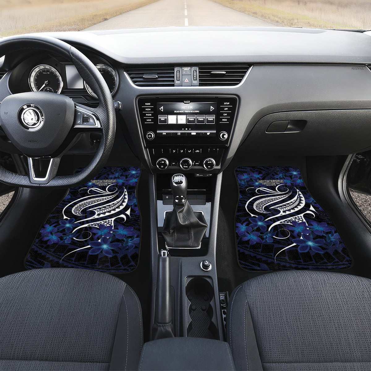 Micronesia Constitution Day Car Mats Since 1979 with Polynesian Hibiscus Pattern LT9 Set 2pcs - Front Blue - Polynesian Pride
