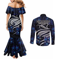 Micronesia Constitution Day Couples Matching Mermaid Dress and Long Sleeve Button Shirt Since 1979 with Polynesian Hibiscus Pattern LT9 - Polynesian Pride