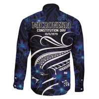 Micronesia Constitution Day Family Matching Long Sleeve Bodycon Dress and Hawaiian Shirt Since 1979 with Polynesian Hibiscus Pattern