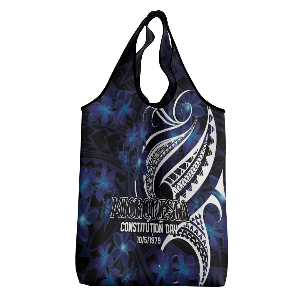 Micronesia Constitution Day Grocery Bag Since 1979 with Polynesian Hibiscus Pattern LT9 - Polynesian Pride