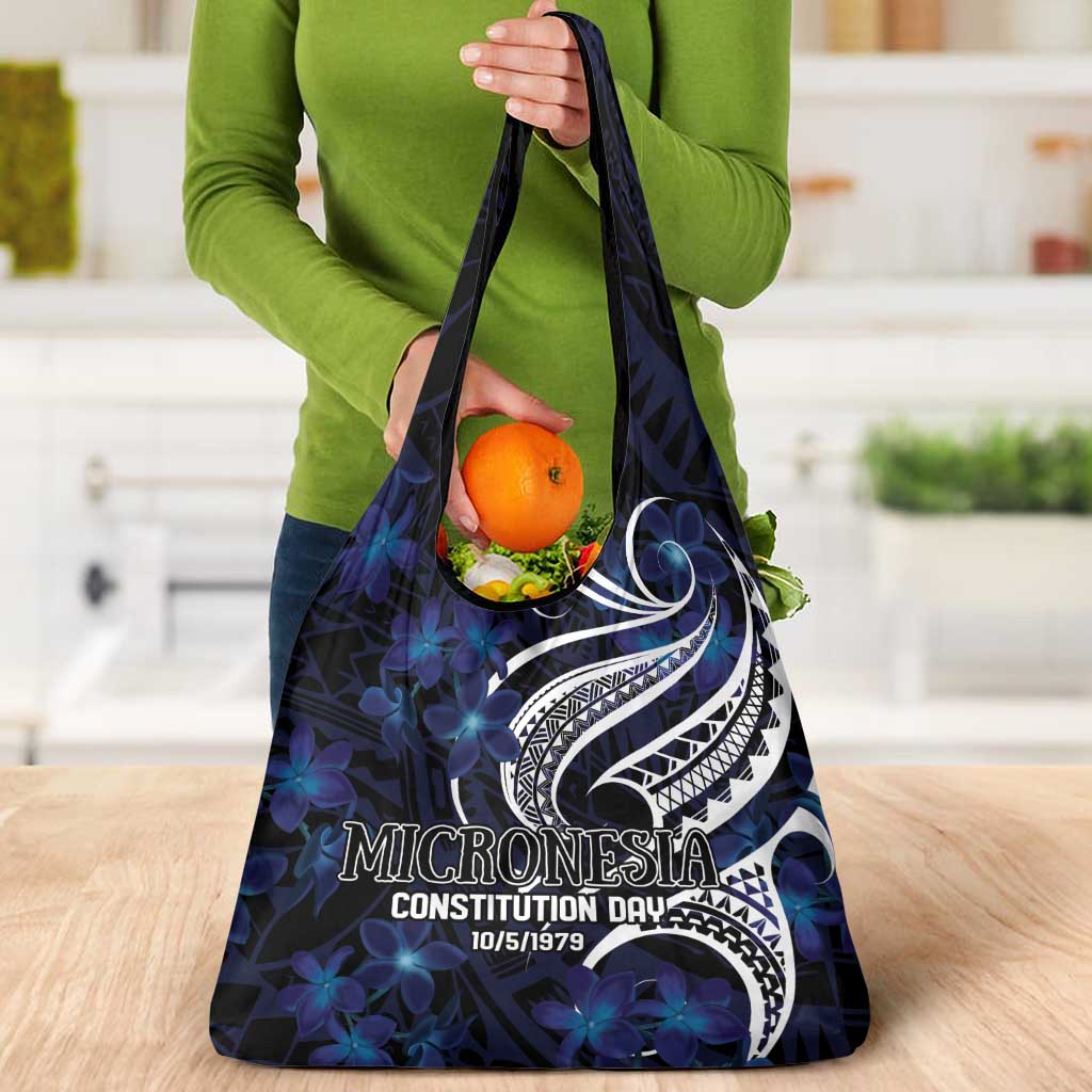 Micronesia Constitution Day Grocery Bag Since 1979 with Polynesian Hibiscus Pattern LT9 - Polynesian Pride