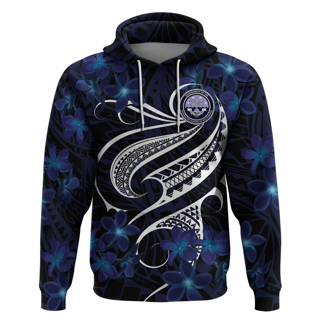 Micronesia Constitution Day Hoodie Since 1979 with Polynesian Hibiscus Pattern LT9 Pullover Hoodie Blue - Polynesian Pride