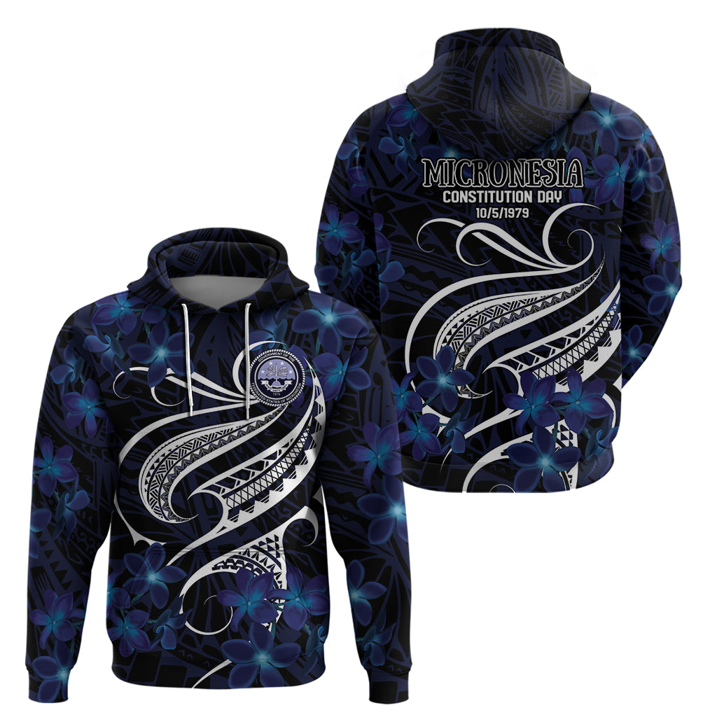 Micronesia Constitution Day Hoodie Since 1979 with Polynesian Hibiscus Pattern LT9 - Polynesian Pride