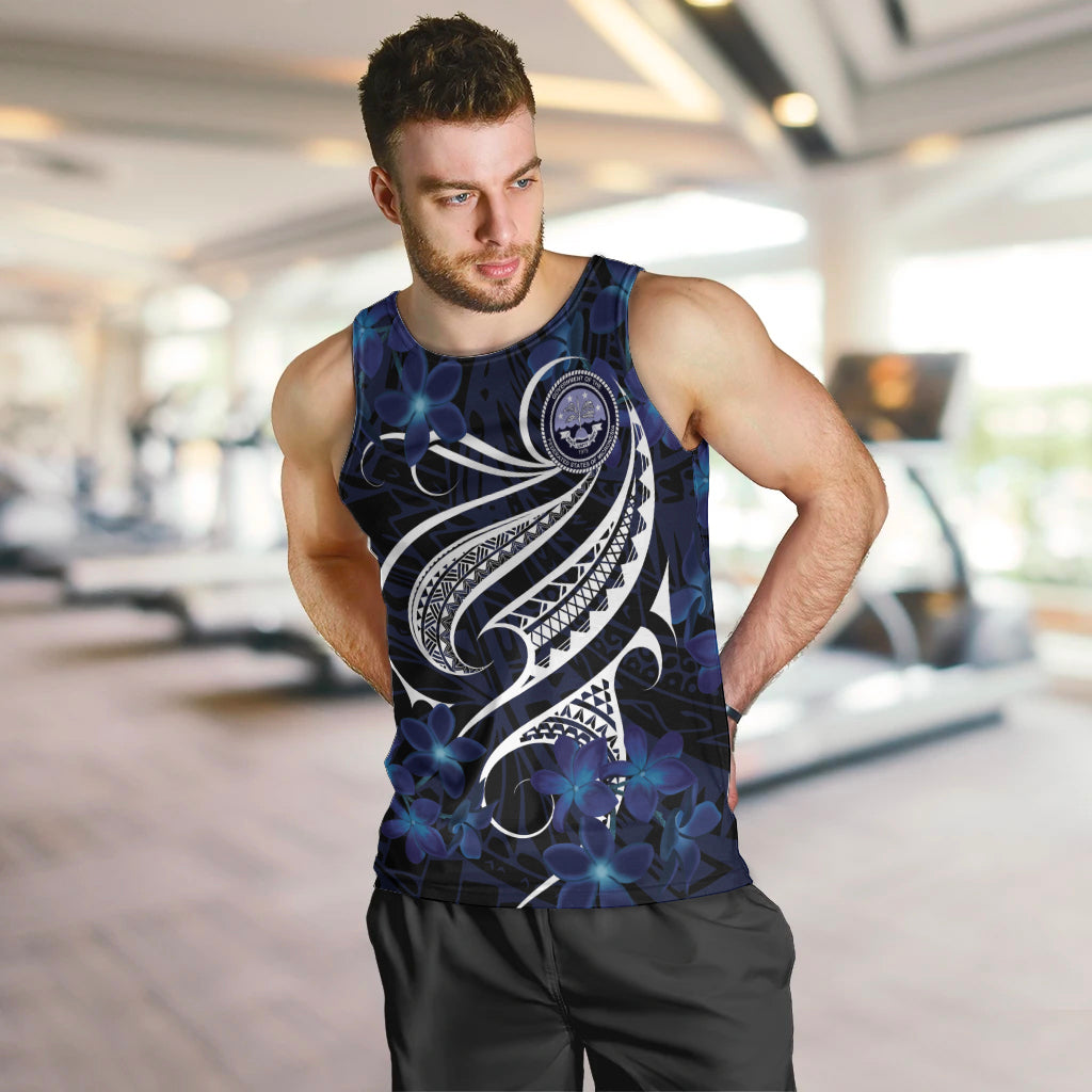Micronesia Constitution Day Men Tank Top Since 1979 with Polynesian Hibiscus Pattern LT9 Blue - Polynesian Pride