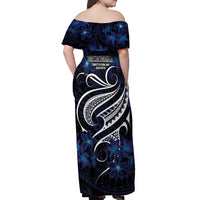 Micronesia Constitution Day Off Shoulder Maxi Dress Since 1979 with Polynesian Hibiscus Pattern LT9 - Polynesian Pride
