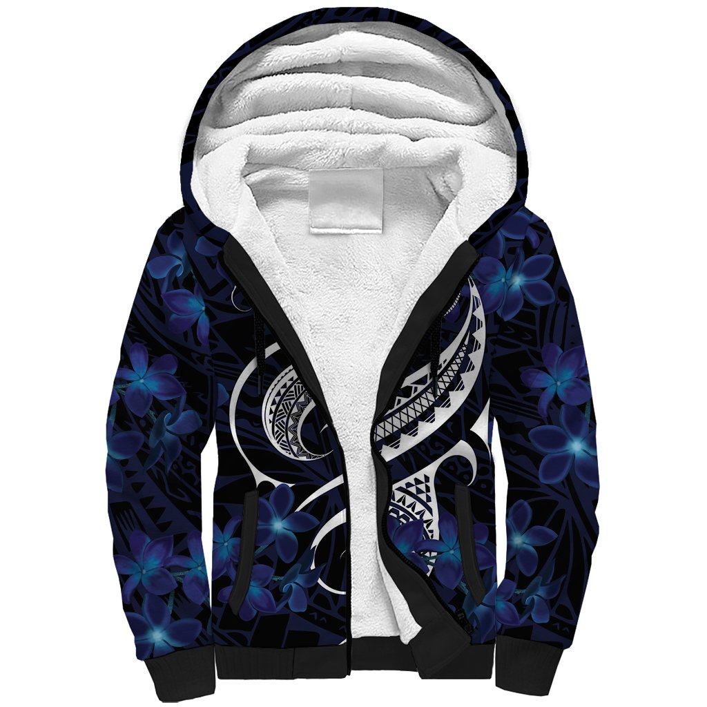 Micronesia Constitution Day Sherpa Hoodie Since 1979 with Polynesian Hibiscus Pattern LT9 Unisex Blue - Polynesian Pride