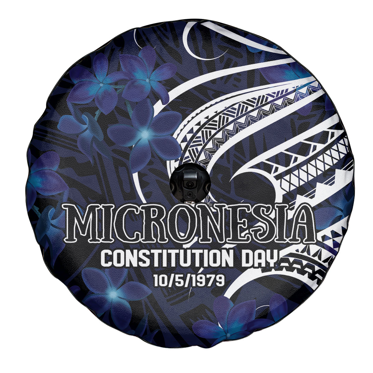 Micronesia Constitution Day Spare Tire Cover Since 1979 with Polynesian Hibiscus Pattern LT9 - Polynesian Pride
