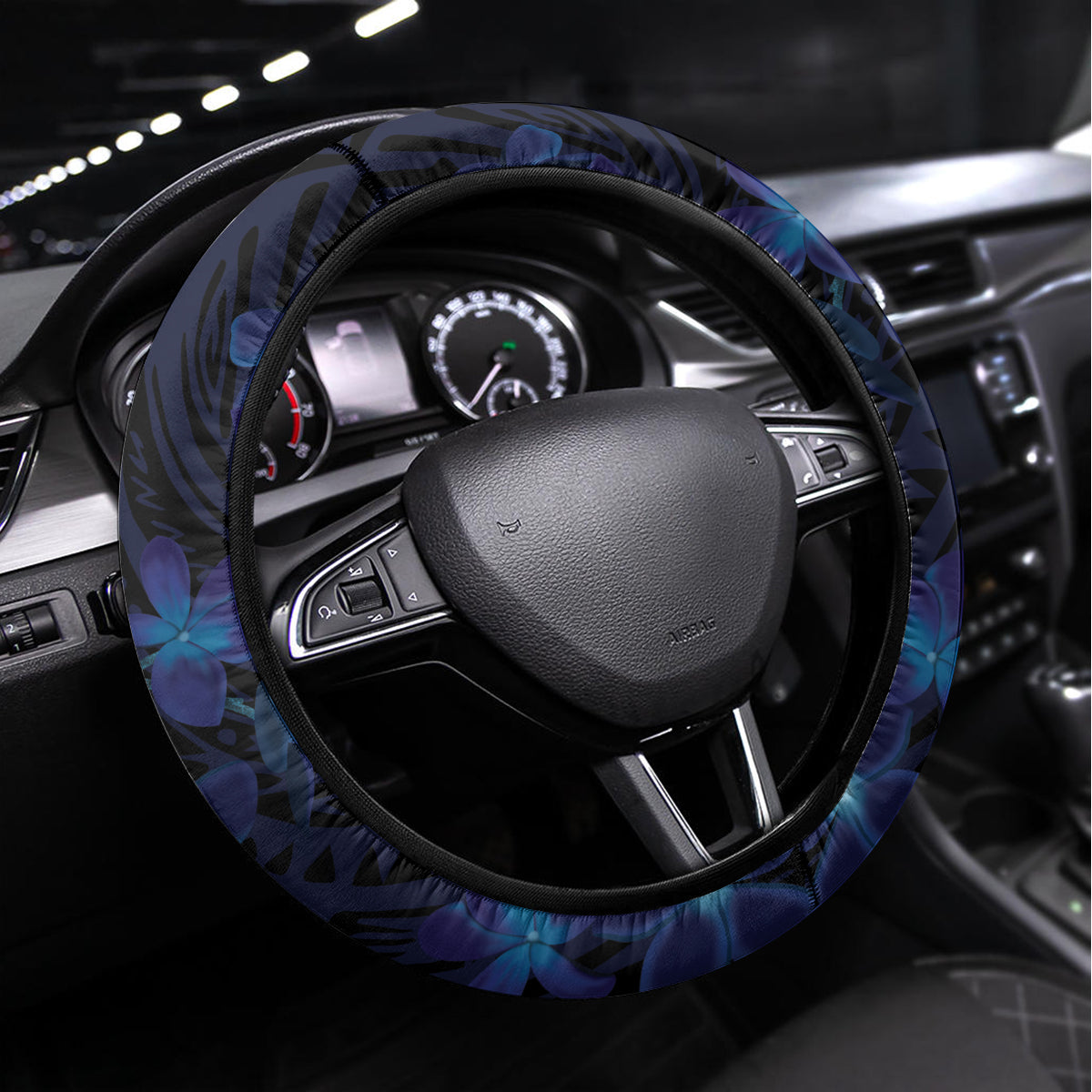 Micronesia Constitution Day Steering Wheel Cover Since 1979 with Polynesian Hibiscus Pattern LT9 Universal Fit Blue - Polynesian Pride
