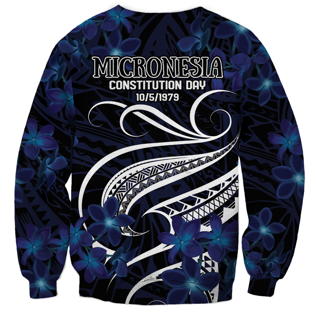 Micronesia Constitution Day Sweatshirt Since 1979 with Polynesian Hibiscus Pattern LT9 - Polynesian Pride