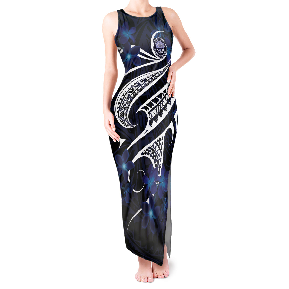 Micronesia Constitution Day Tank Maxi Dress Since 1979 with Polynesian Hibiscus Pattern