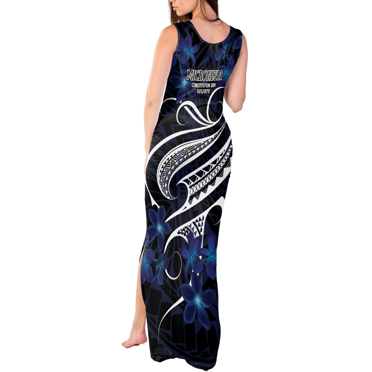 Micronesia Constitution Day Tank Maxi Dress Since 1979 with Polynesian Hibiscus Pattern LT9 - Polynesian Pride