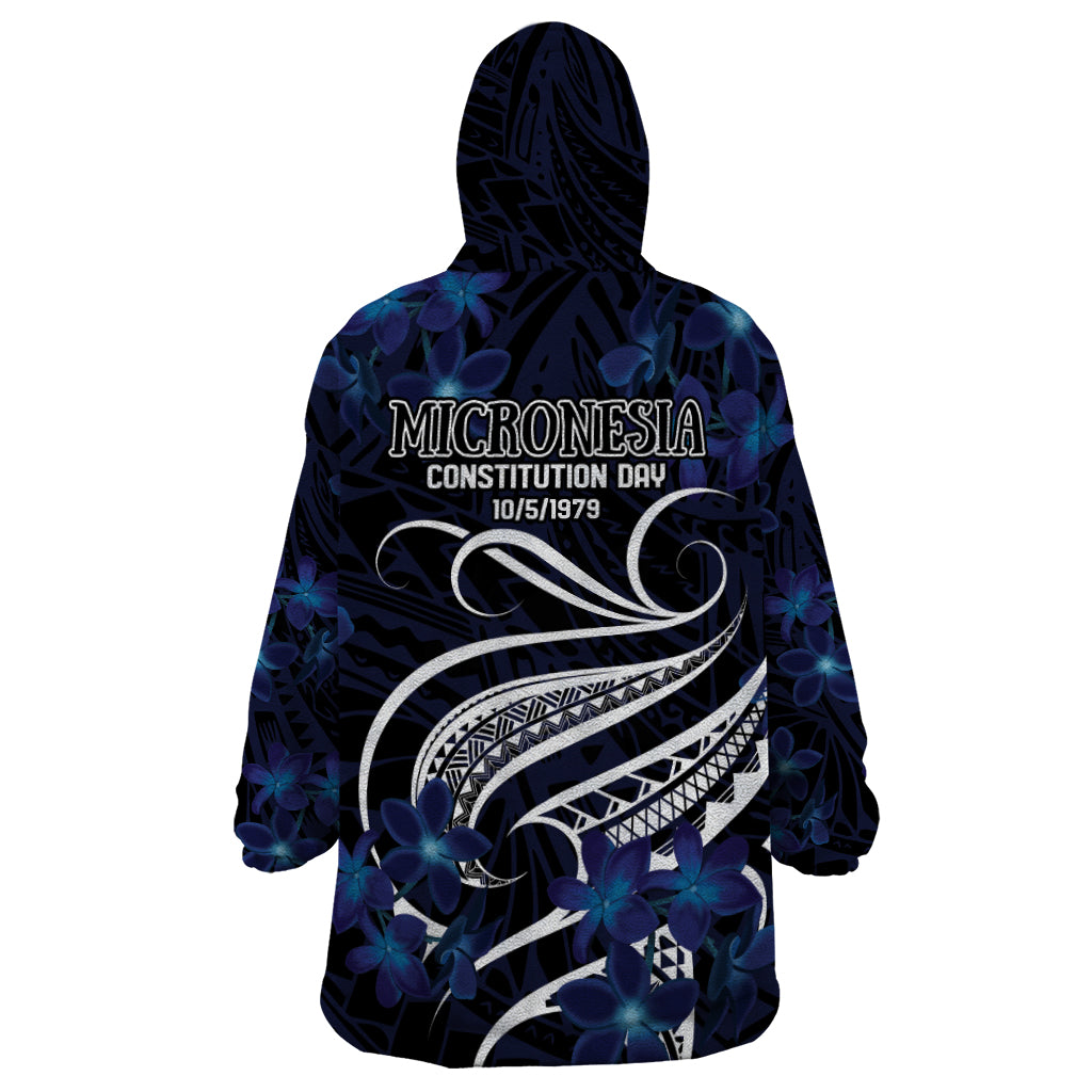 Micronesia Constitution Day Wearable Blanket Hoodie Since 1979 with Polynesian Hibiscus Pattern LT9 - Polynesian Pride