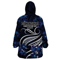 Micronesia Constitution Day Wearable Blanket Hoodie Since 1979 with Polynesian Hibiscus Pattern LT9 - Polynesian Pride