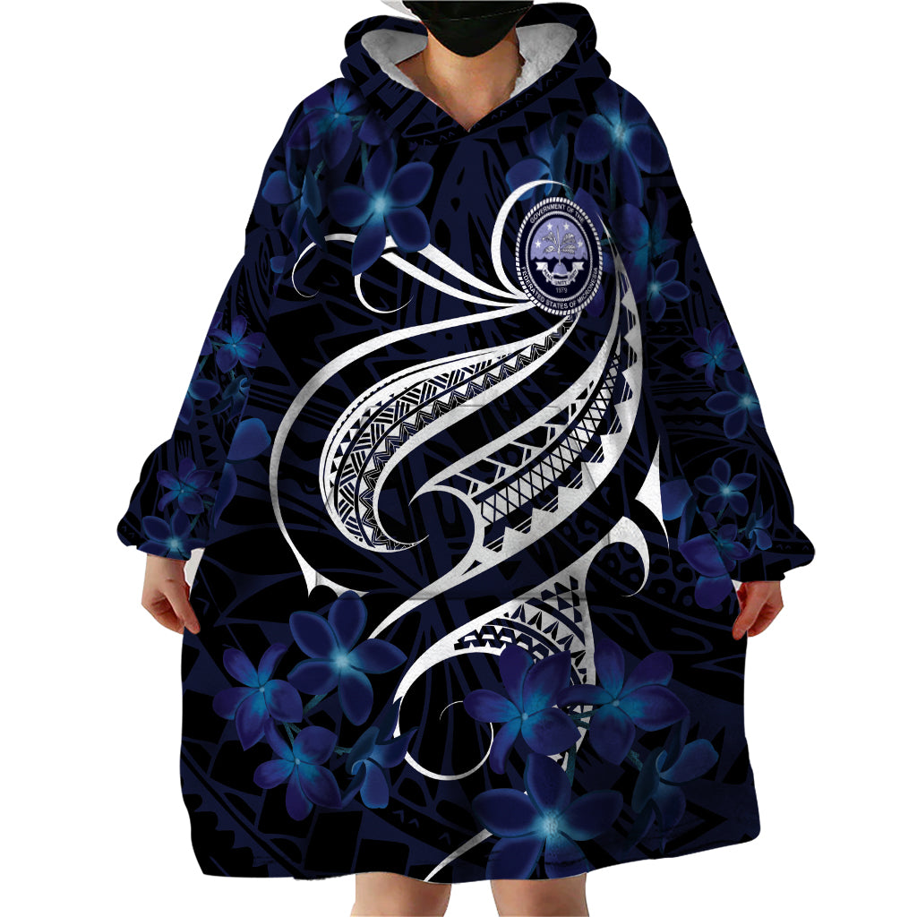 Micronesia Constitution Day Wearable Blanket Hoodie Since 1979 with Polynesian Hibiscus Pattern LT9 - Polynesian Pride