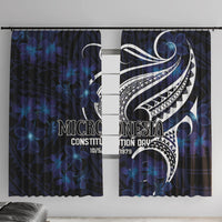 Micronesia Constitution Day Window Curtain Since 1979 with Polynesian Hibiscus Pattern LT9 With Hooks Blue - Polynesian Pride
