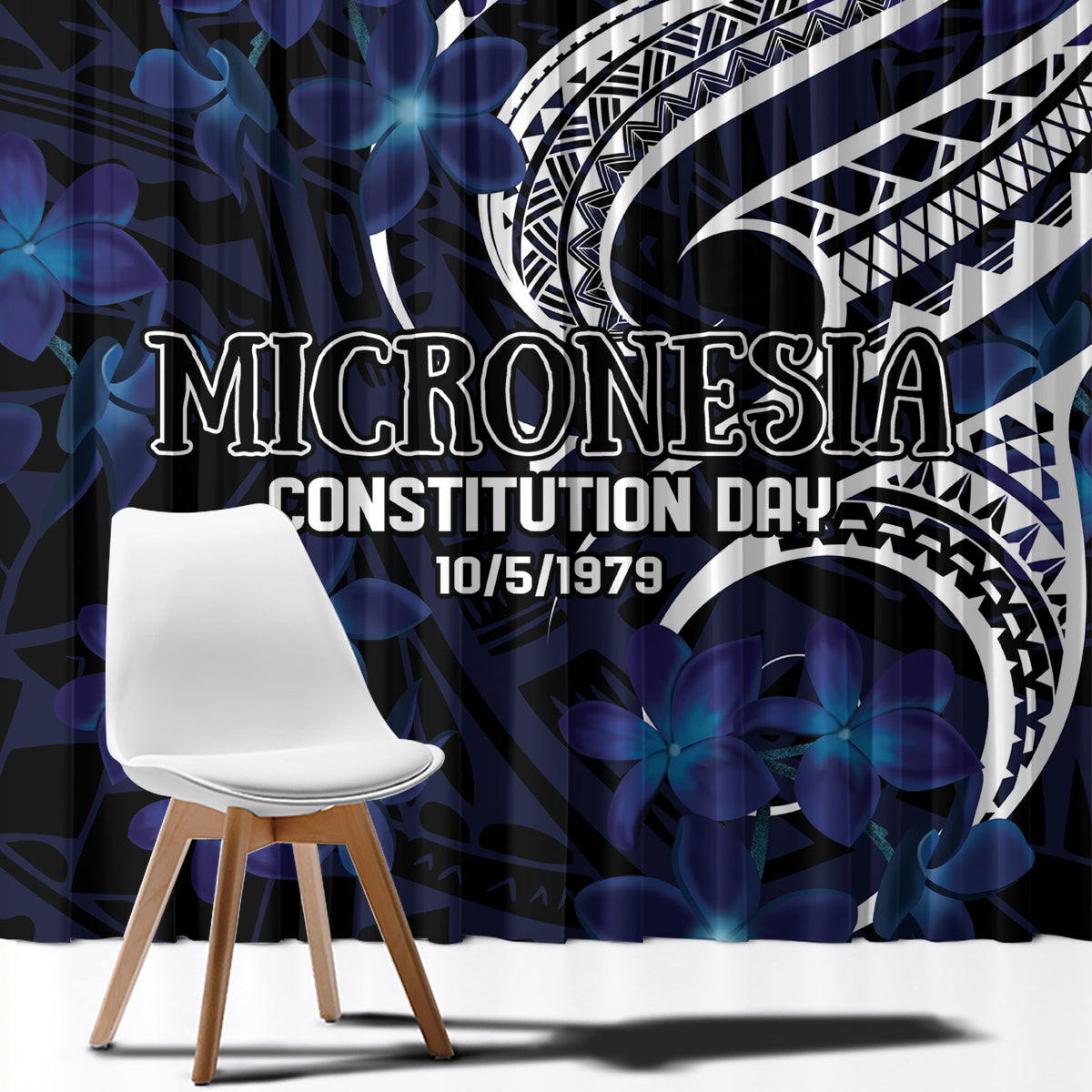 Micronesia Constitution Day Window Curtain Since 1979 with Polynesian Hibiscus Pattern LT9 - Polynesian Pride