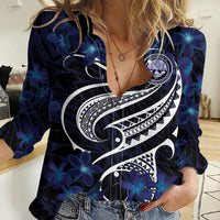 Micronesia Constitution Day Women Casual Shirt Since 1979 with Polynesian Hibiscus Pattern