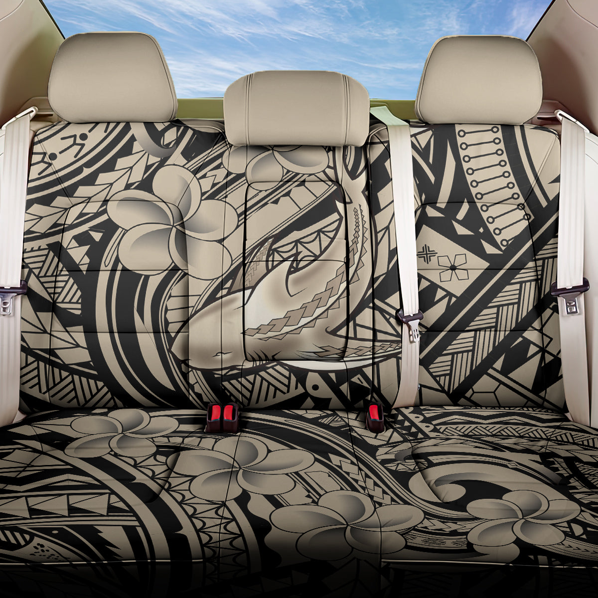 Polynesian Shark Tribal Tattoo Back Car Seat Cover Beige Style LT9