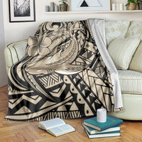Polynesian Shark Tribal Tattoo Blanket Beige Style LT9 Beige - Polynesian Pride