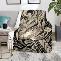 Polynesian Shark Tribal Tattoo Blanket Beige Style LT9 - Polynesian Pride