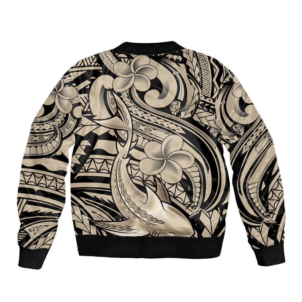 Polynesian Shark Tribal Tattoo Bomber Jacket Beige Style LT9 - Polynesian Pride