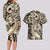 Polynesian Shark Tribal Tattoo Couples Matching Long Sleeve Bodycon Dress and Hawaiian Shirt Beige Style