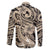 Polynesian Shark Tribal Tattoo Family Matching Long Sleeve Bodycon Dress and Hawaiian Shirt Beige Style