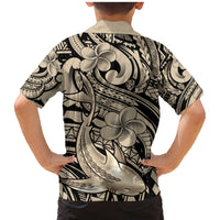 Polynesian Shark Tribal Tattoo Family Matching Mermaid Dress and Hawaiian Shirt Beige Style