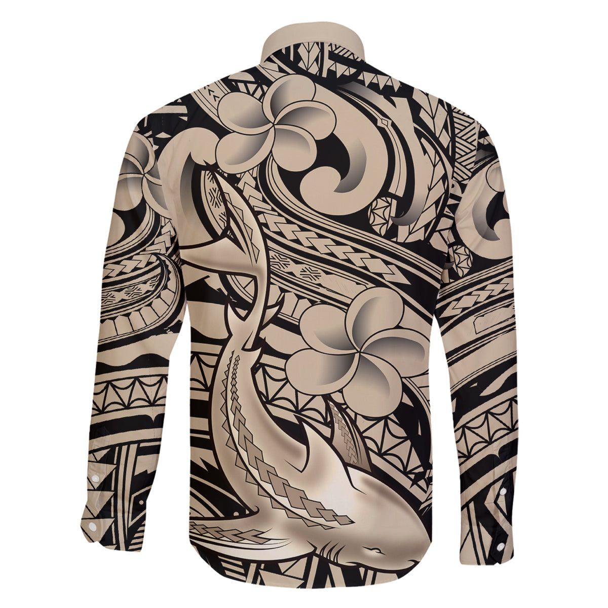Polynesian Shark Tribal Tattoo Family Matching Mermaid Dress and Hawaiian Shirt Beige Style