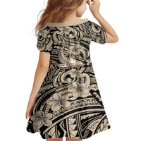 Polynesian Shark Tribal Tattoo Family Matching Summer Maxi Dress and Hawaiian Shirt Beige Style