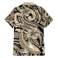 Polynesian Shark Tribal Tattoo Family Matching Tank Maxi Dress and Hawaiian Shirt Beige Style