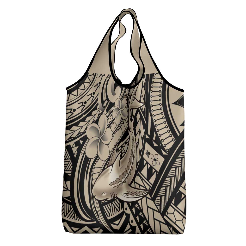 Polynesian Shark Tribal Tattoo Grocery Bag Beige Style LT9 - Polynesian Pride