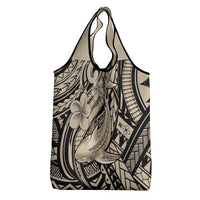 Polynesian Shark Tribal Tattoo Grocery Bag Beige Style LT9 - Polynesian Pride