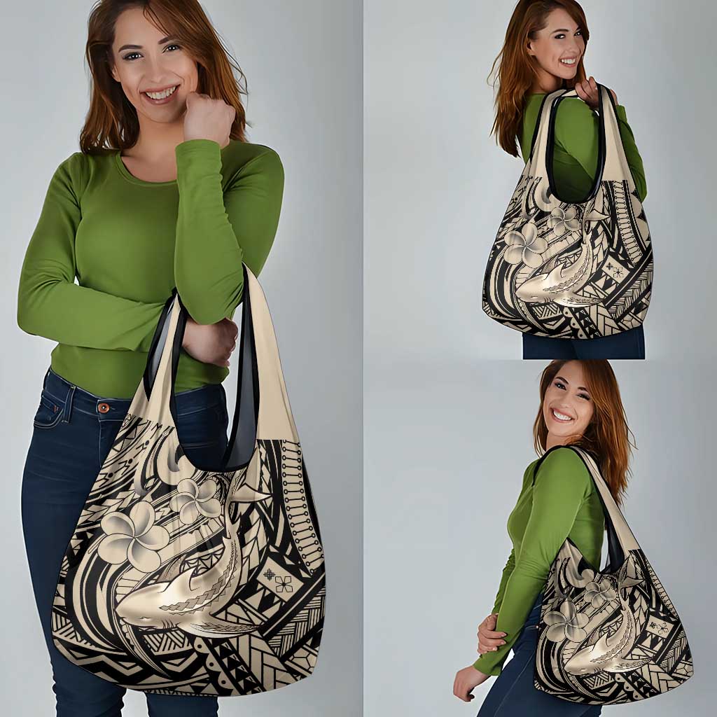 Polynesian Shark Tribal Tattoo Grocery Bag Beige Style LT9 - Polynesian Pride