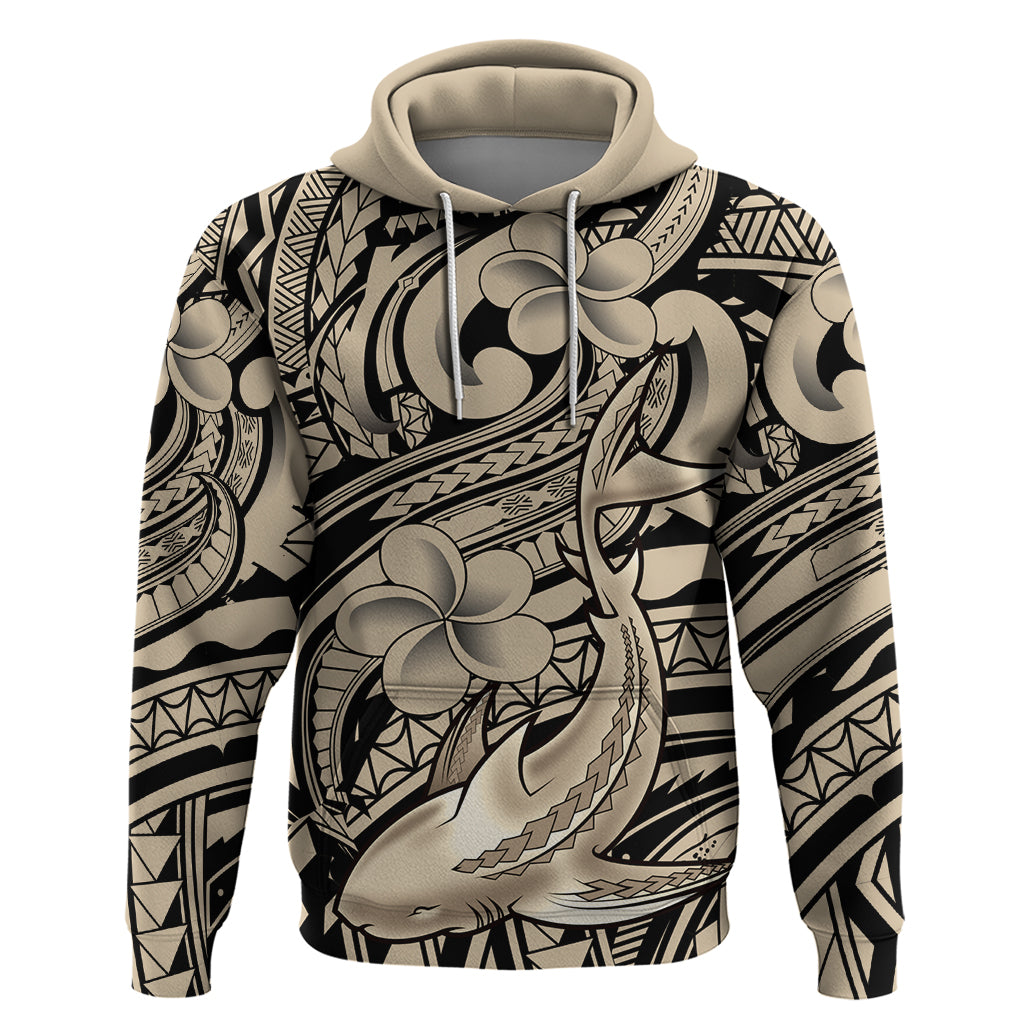 Polynesian Shark Tribal Tattoo Hoodie Beige Style LT9 Pullover Hoodie Beige - Polynesian Pride