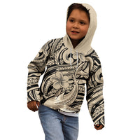 Polynesian Shark Tribal Tattoo Kid Hoodie Beige Style