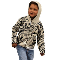Polynesian Shark Tribal Tattoo Kid Hoodie Beige Style